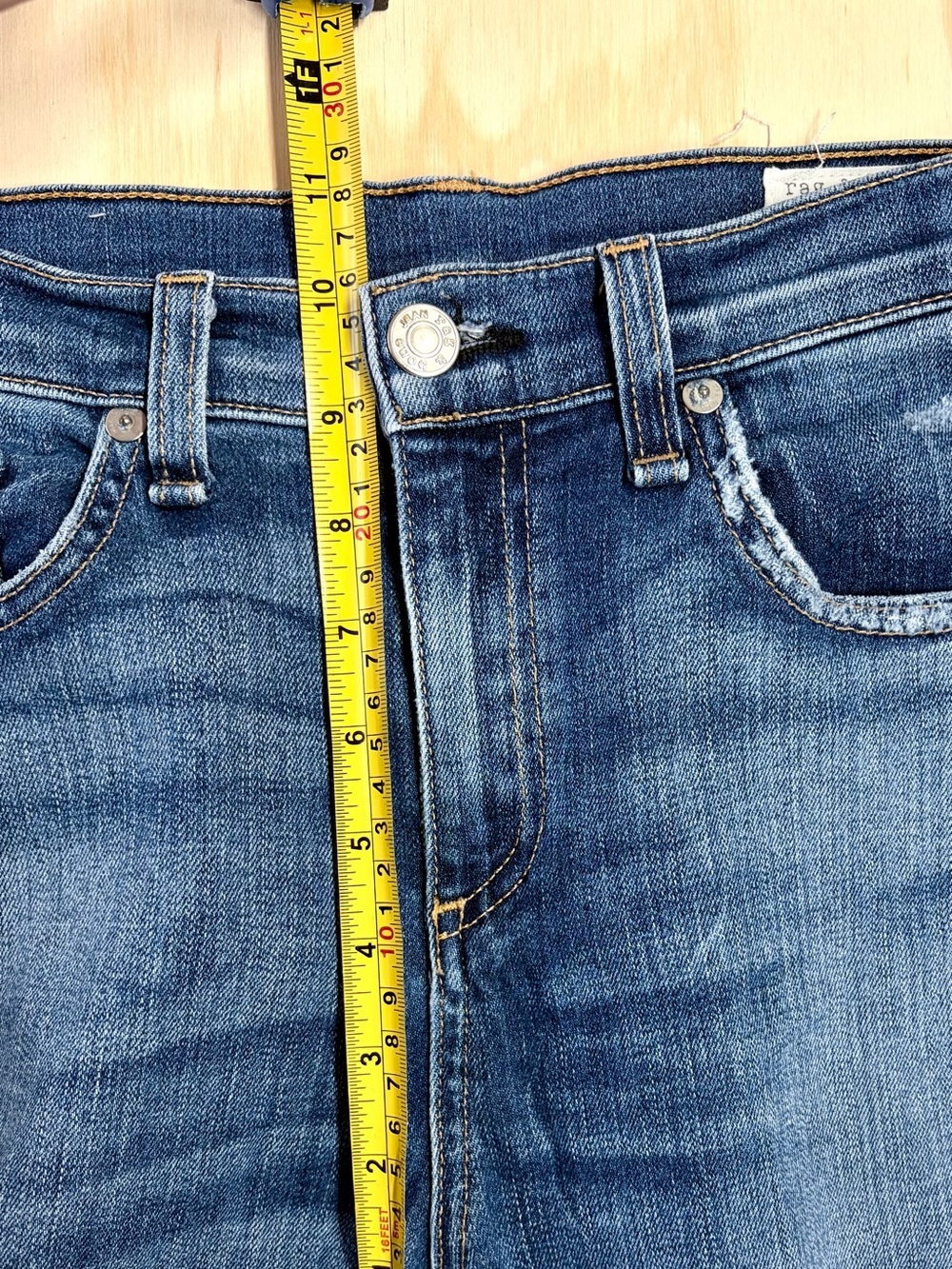 rag & bone Stark 10” Crop Flare Raw Hem Stretch Jeans 28 Stark Wash - Picture 6 of 14